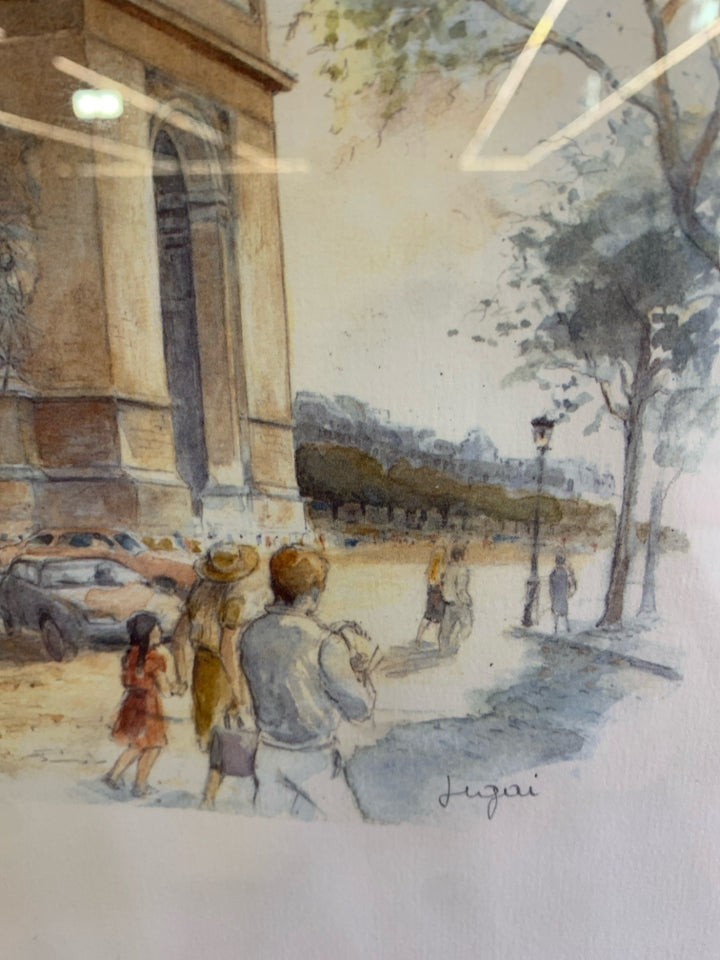 ARCH PAINTING WATERCOLOR IN SILVER FRAME.