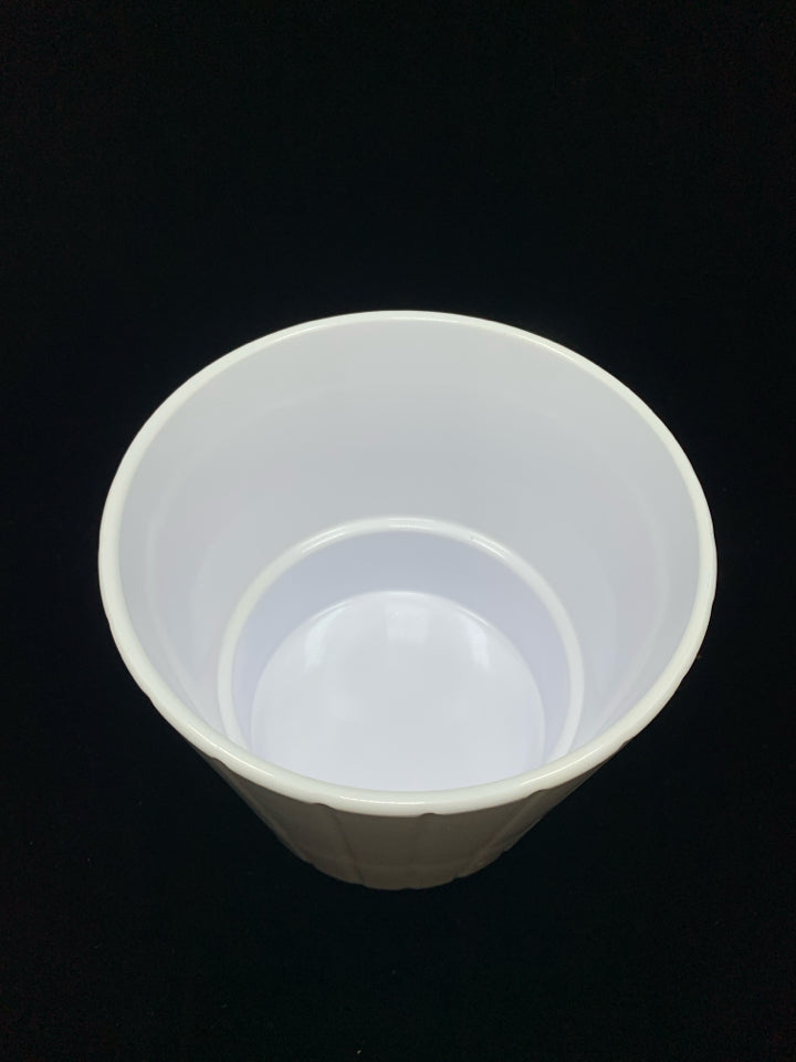 WHITE GLAZED TERRA COTTA PLANTER.
