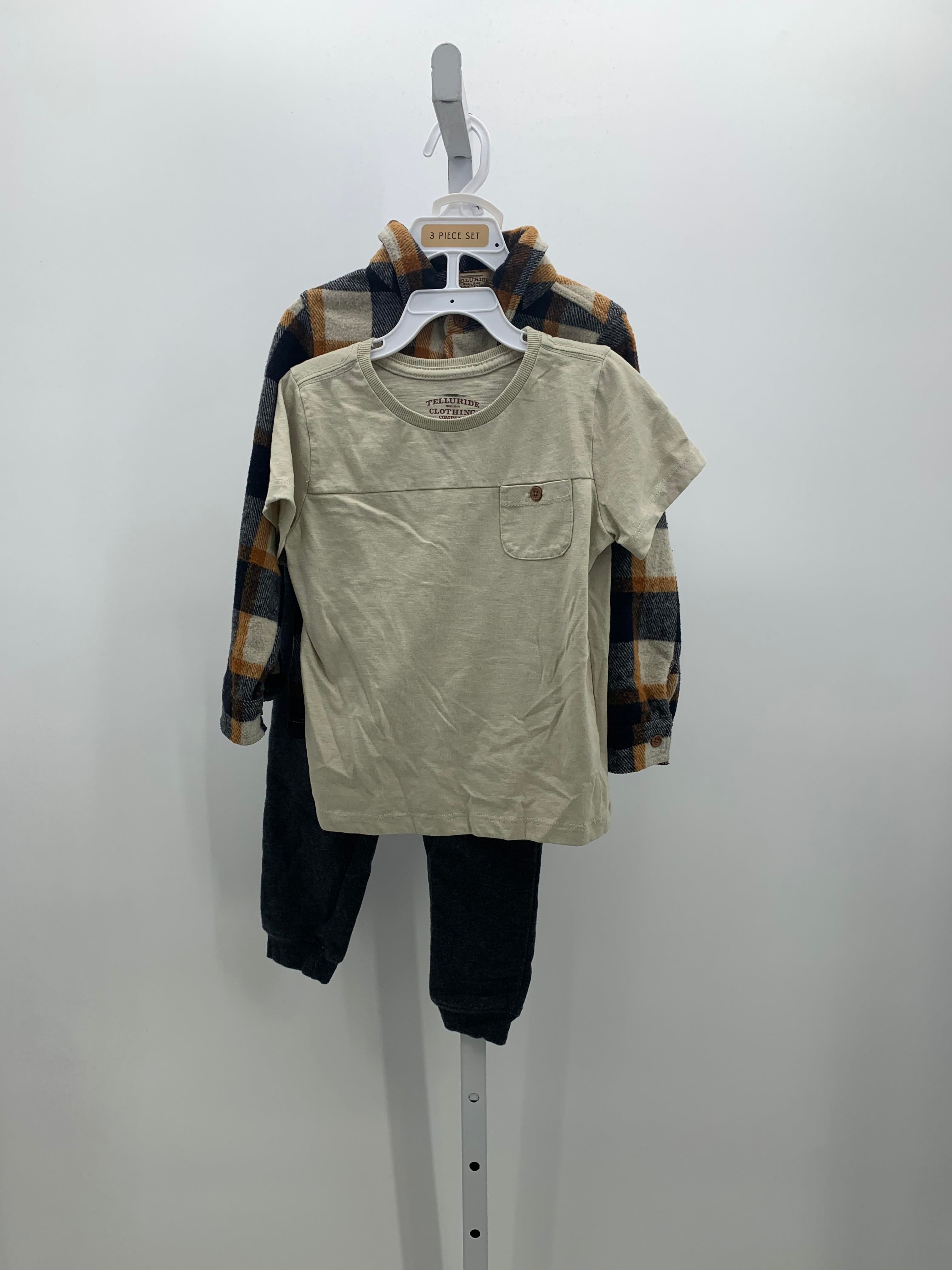 TEE, PLAID SHIRT, PANTS SET