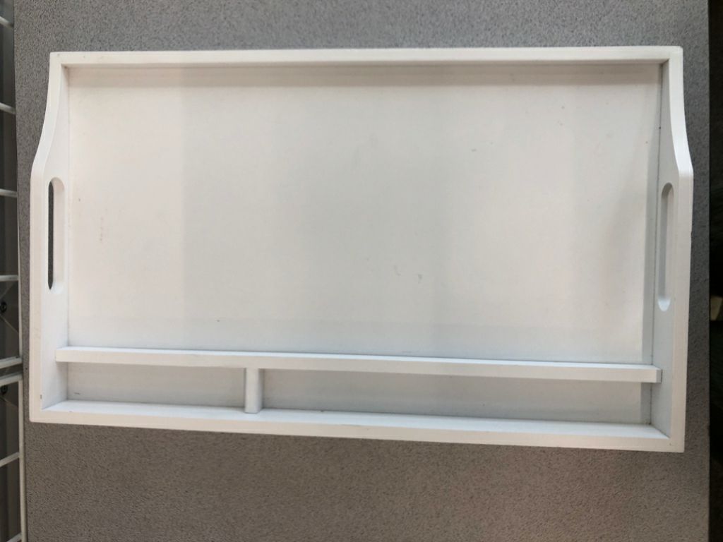 WHITE WOOD LAP TRAY W/FOLDING LEGS.