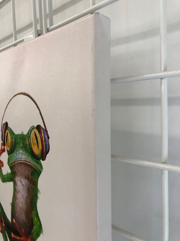 FROG W/HEADPHONES CANVAS.