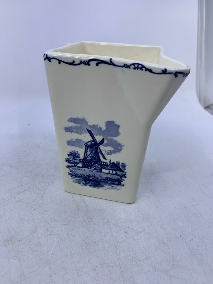 VTG CREAM COLORED W/ BLUE WINDMILL/SAILBOAT CREAMER.