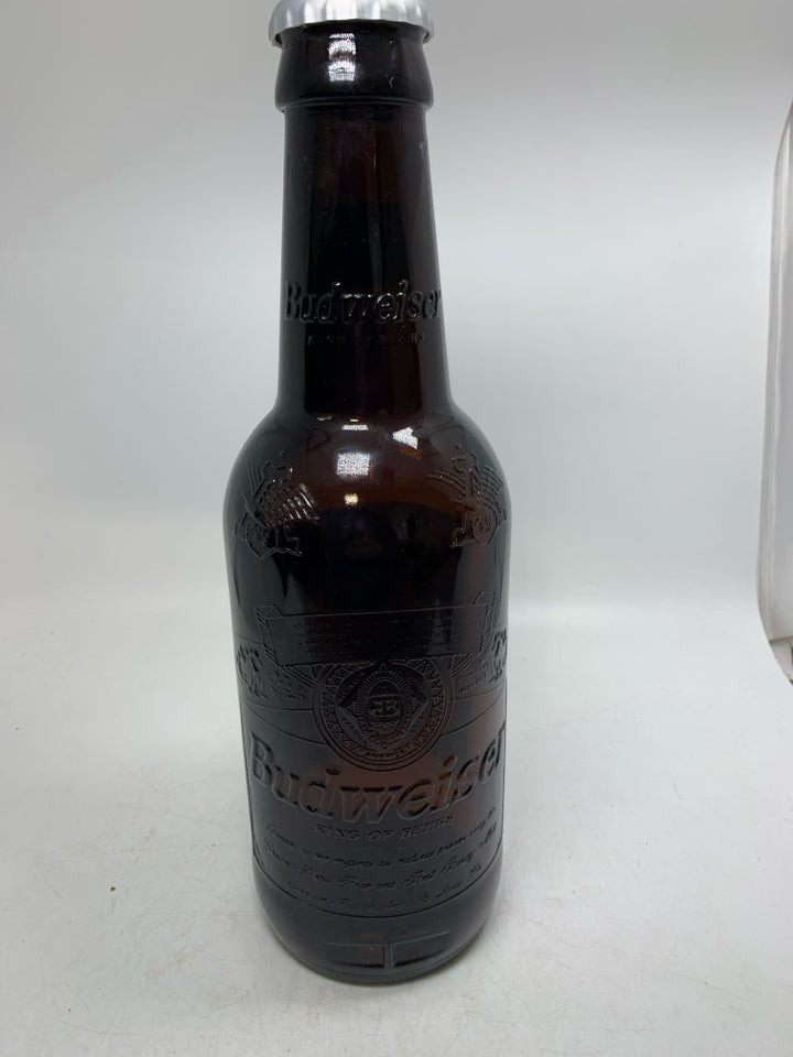 LARGE BUDWEISER MILLENNIUM GLASS BEER BOTTLE.