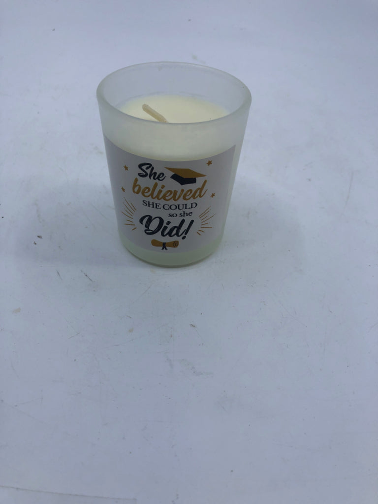 SHE BELIEVED SHE COULD- GRADUATION CANDLE.