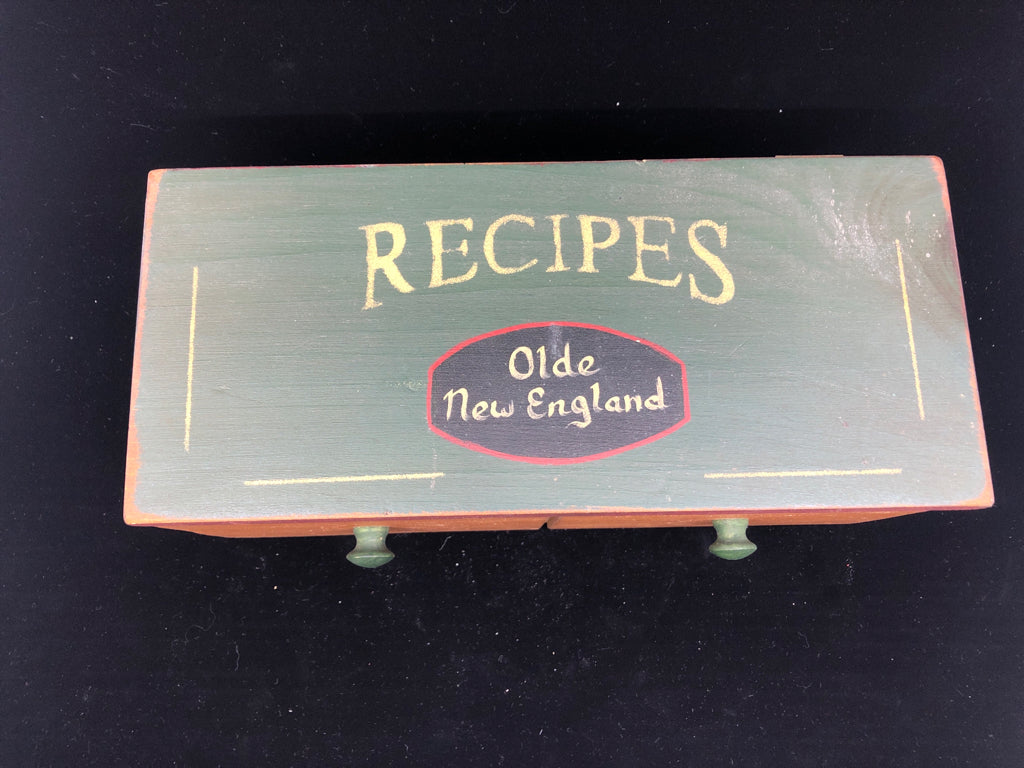 PRIMITIVE WOOD PAINTED RECIPES BOX.