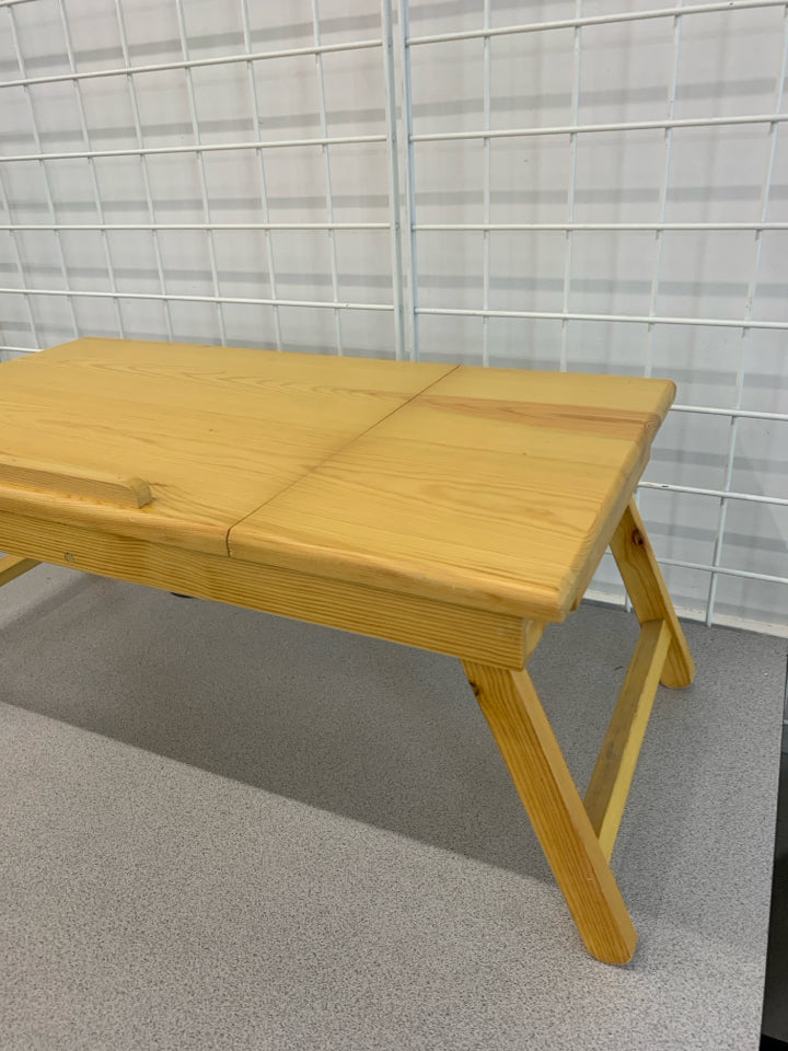 WOODEN LAP DESK W/DRAWER & ADJUSTABLE TABLE.