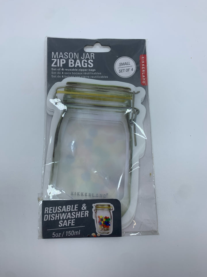 NIP MASON JAR ZIP BAGS.