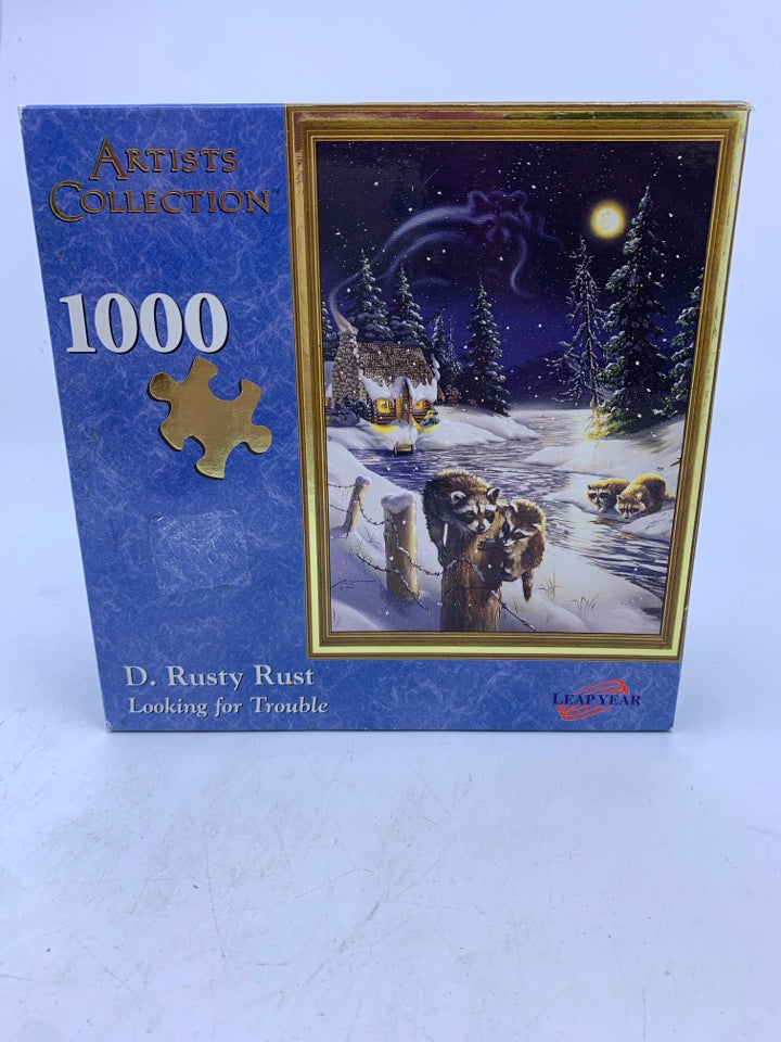 NIB "LOOKING FOR TROUBLE" RACOON PUZZLE.