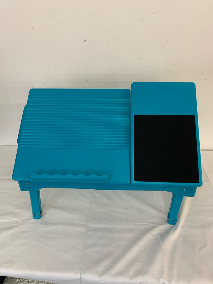 TEAL ADJUSTABLE LAPTOP TABLE.