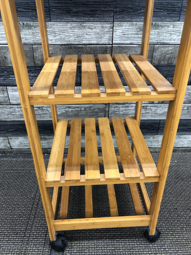 ROLLING WOODEN STORAGE CABINET.