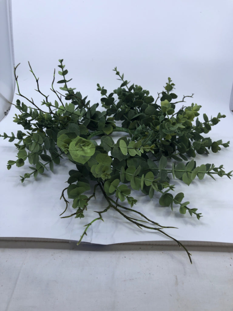 GREEN FAUX EUCALYPTUS WREATH.