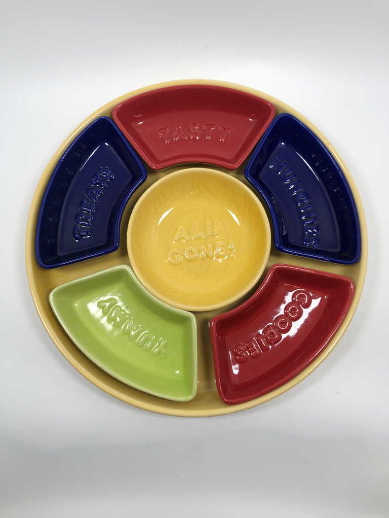 7PC CERAMIC COLORFUL SNACK DISH.