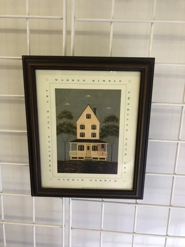 SMALL WHITE HOUSE WARREN KIMBLE FRAMED PRINT.