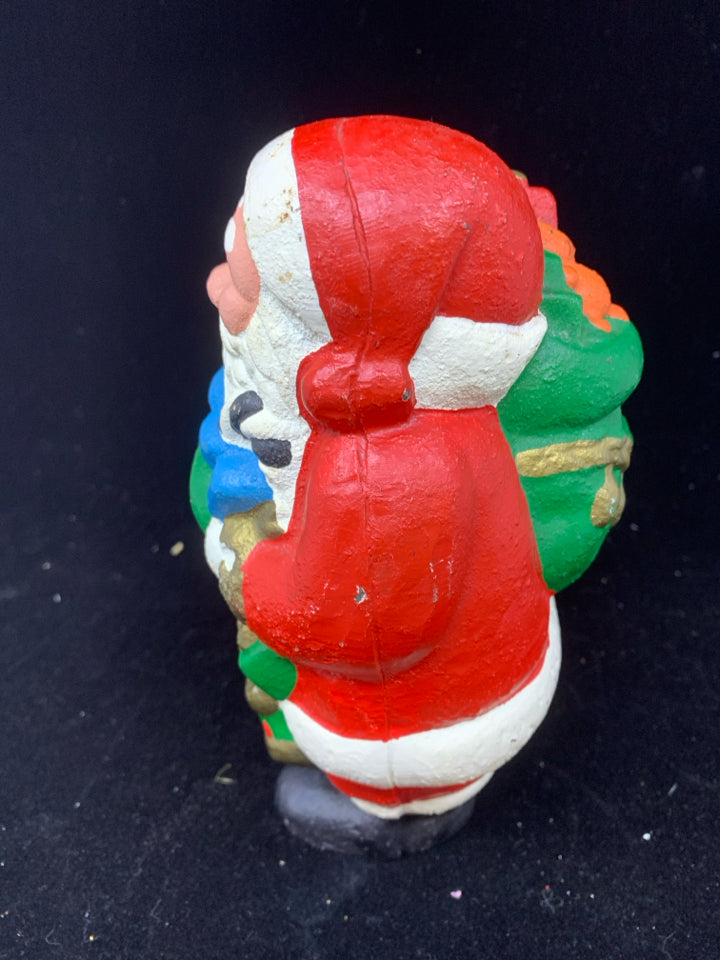 CAST IRON SANTA W/TOY BAG STILL BANK.