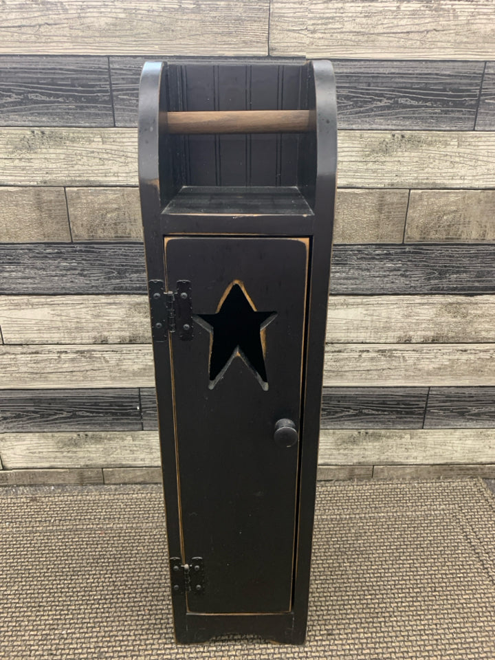 BLACK PRIMITIVE TOILET PAPER CADDY.