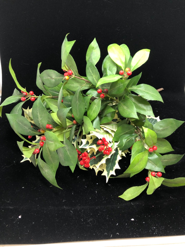 FAUX HOLLY BOUQUET.