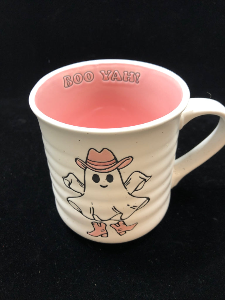 BOO YAH PINK GHOST MUG.