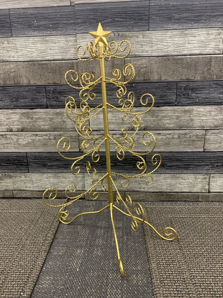 GOLD W/JEWELS METAL CHRISTMAS METAL TREE.