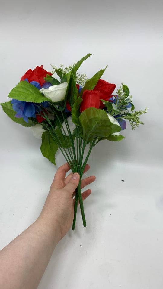 FAUX RED WHITE AND BLUE BOUQUET.