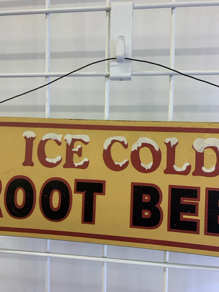 "ICE COLD ROOT BEER" METAL SIGN.