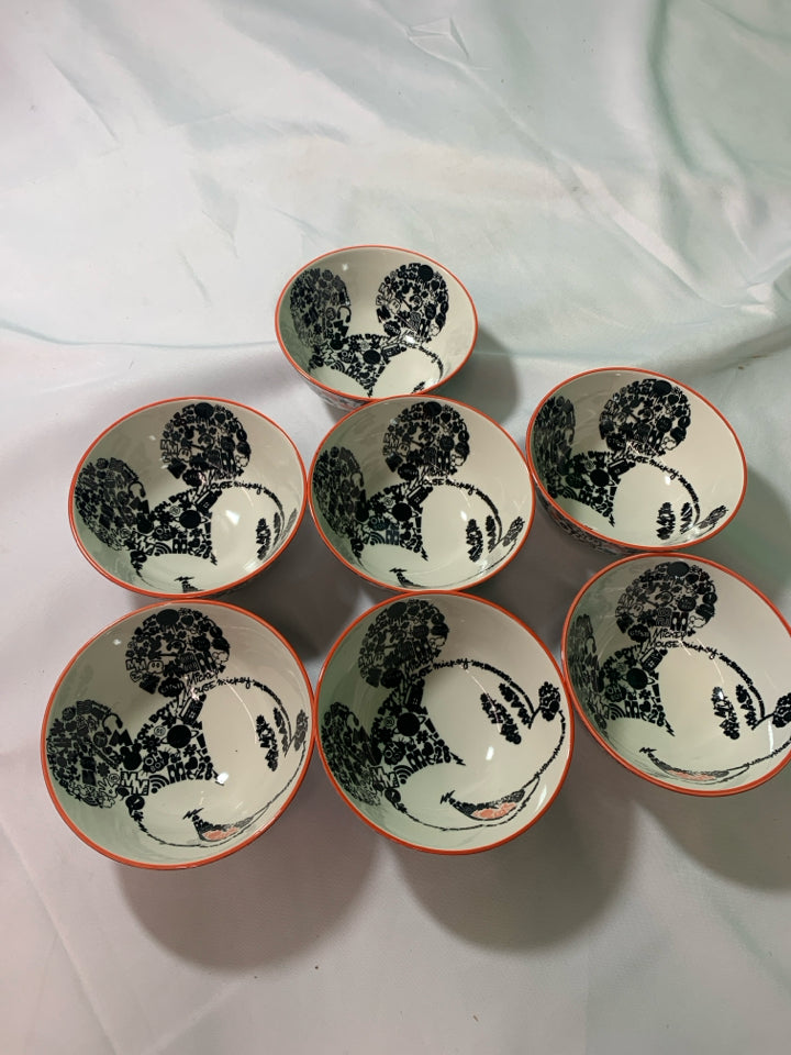 7 MICKEY MOUSE DESSERT BOWLS.