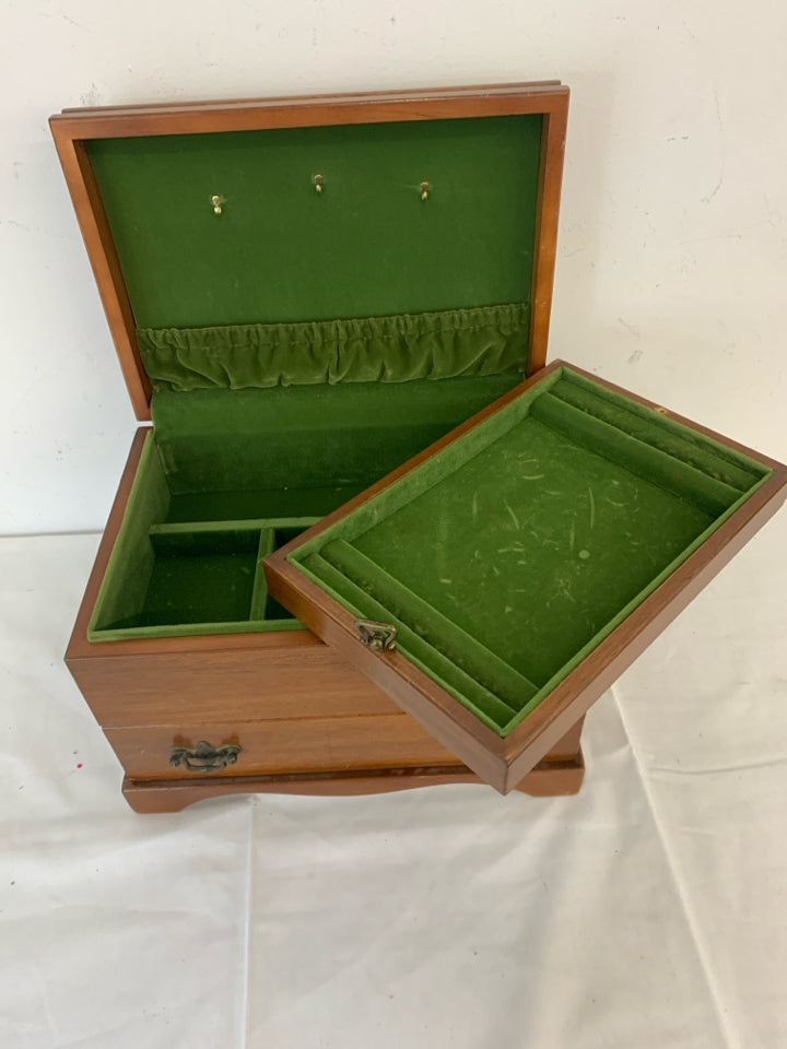 WOOD JEWELRY BOX W 1 DRAWER.