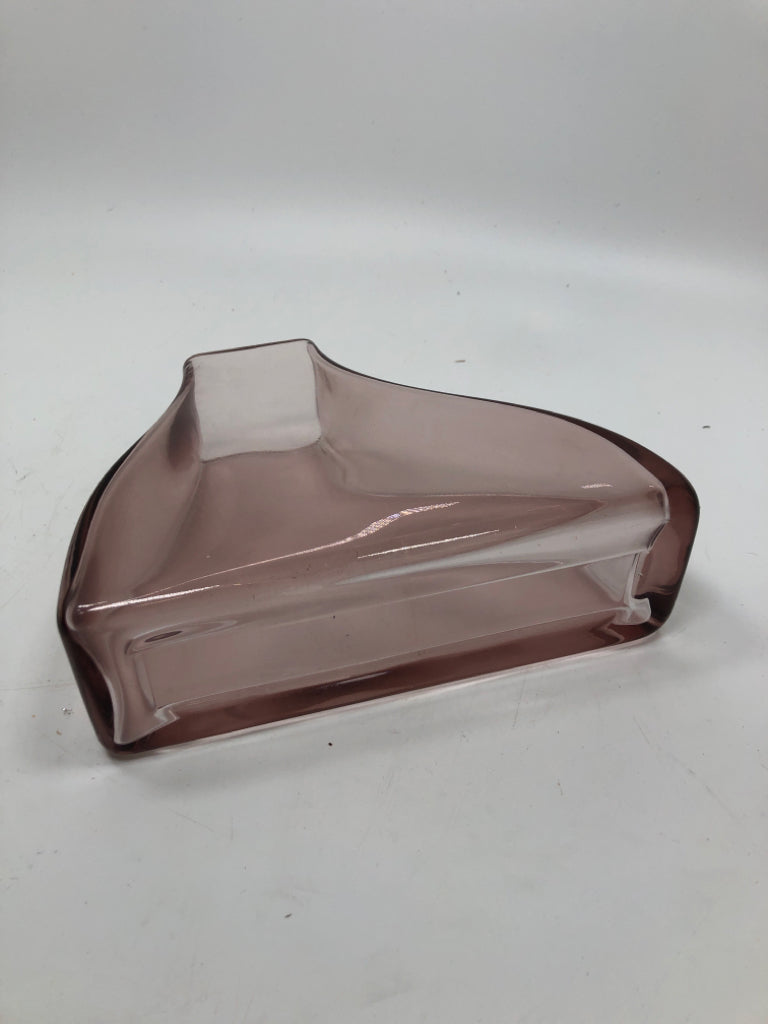 PINK GLASS ABSTRACT VASE.