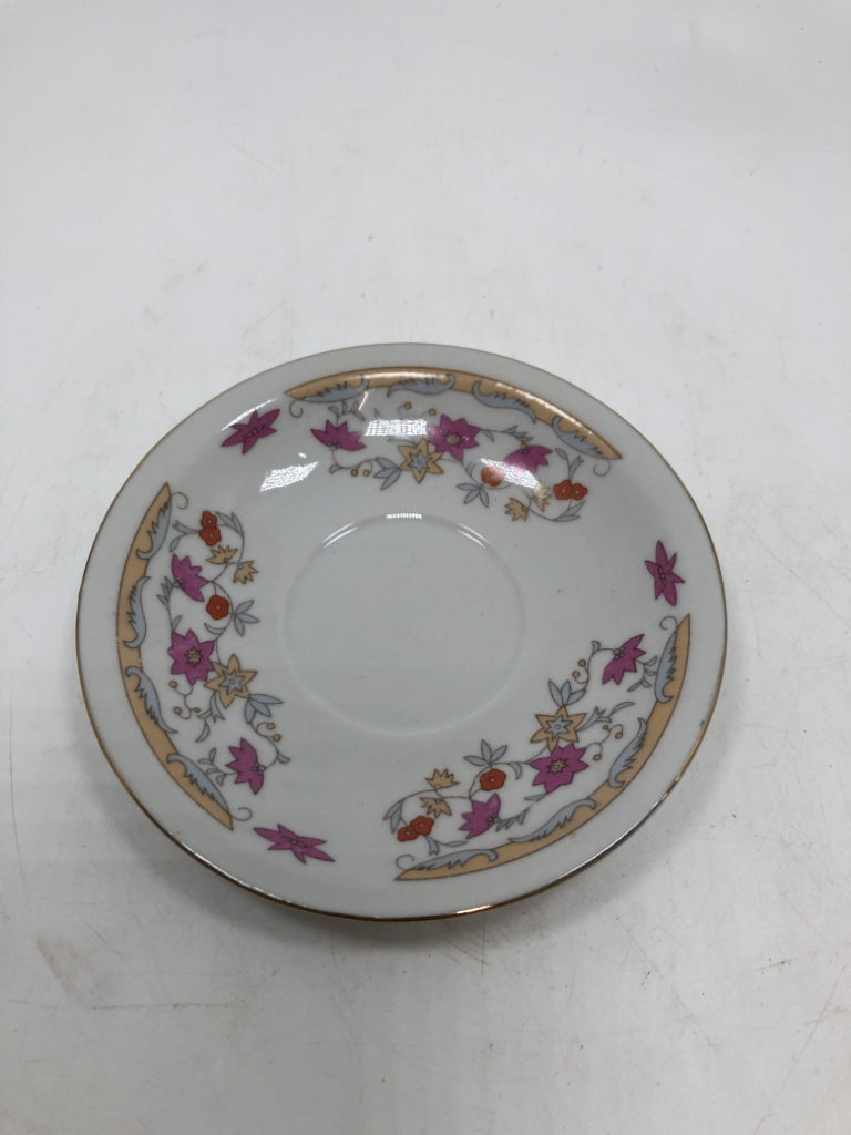 12PC PINK FLORAL MINI CUP/SAUCER SET.