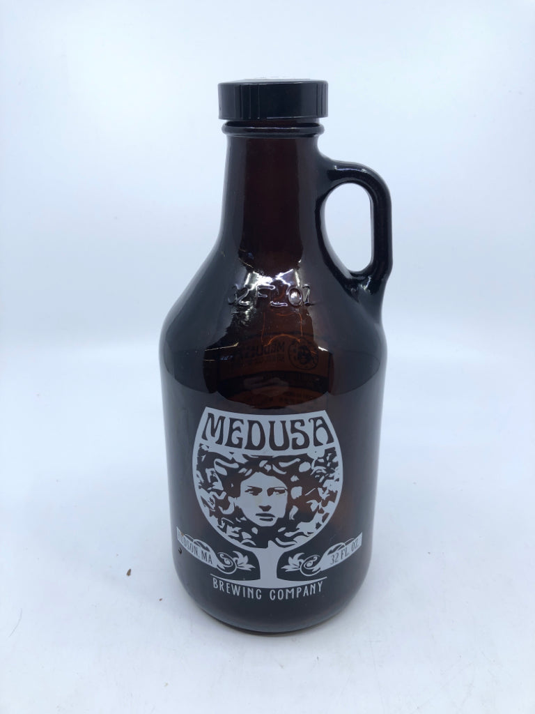 BROWN MEDUSA BOTTLE W HANDLE.