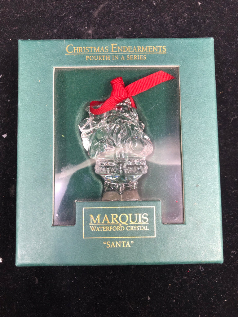 WATERFORD CRYSTAL SANTA ORNAMENT IN BOX.