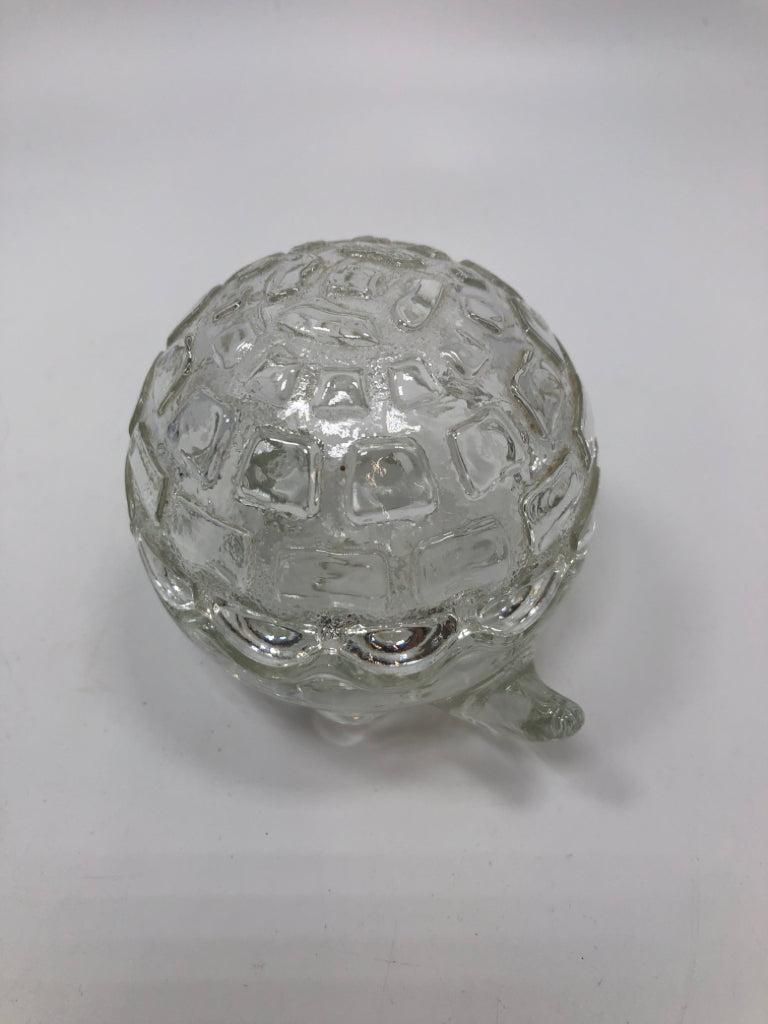 CLEAR GLASS TURTLE DISH W/LID.