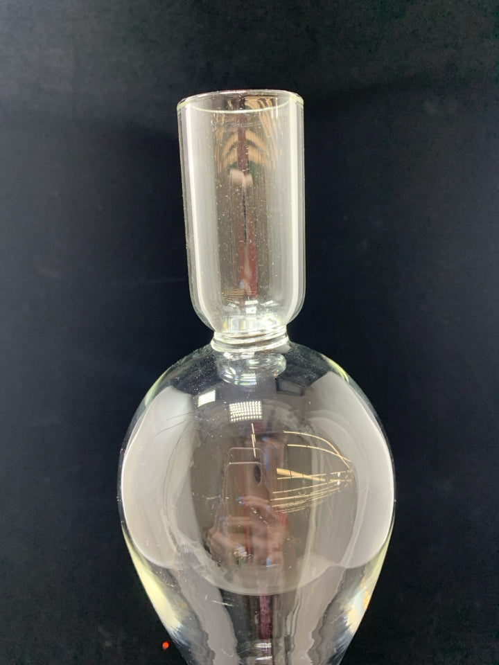 CLEAR GLASS MILANO TAPER CANDLE STICK.