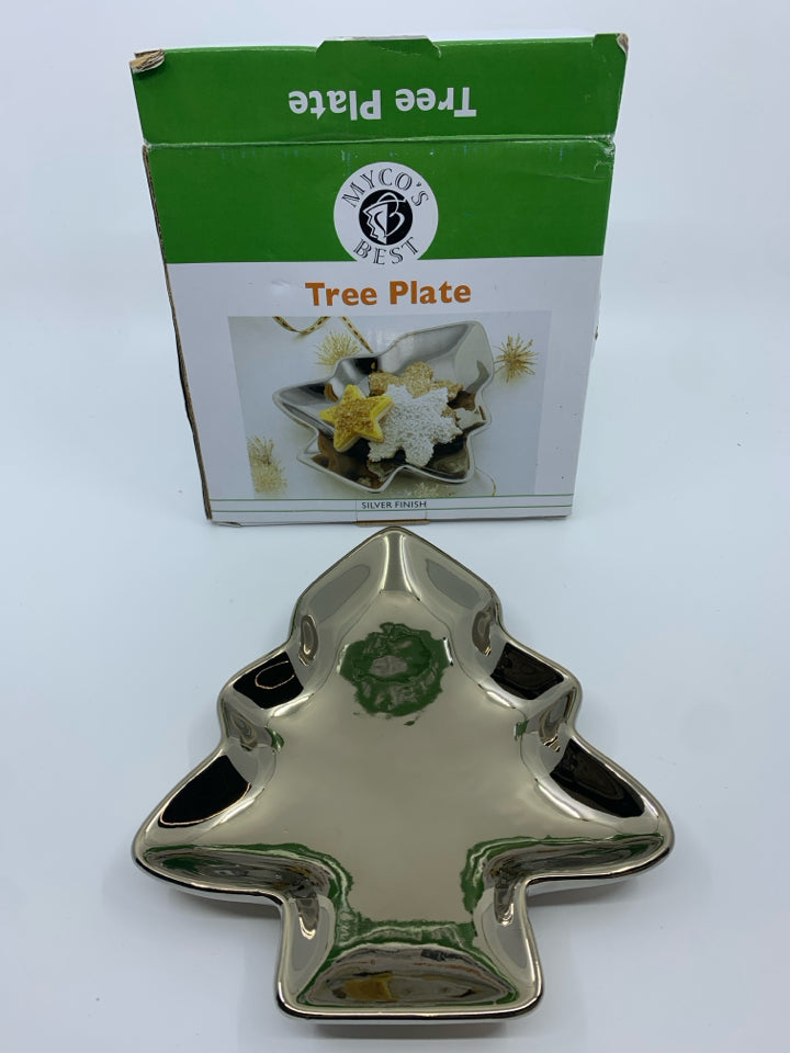 NIB SILVER TREE PLATE.