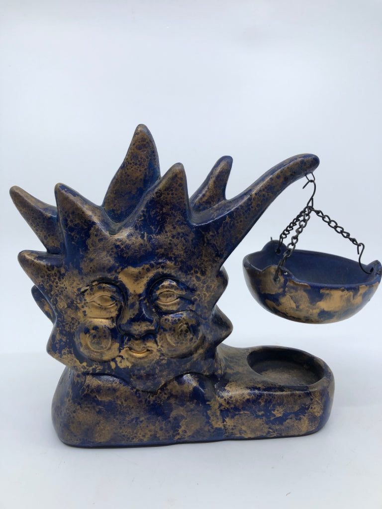 BLUE AND GOLD SUN AND MOON WAX WARMER.