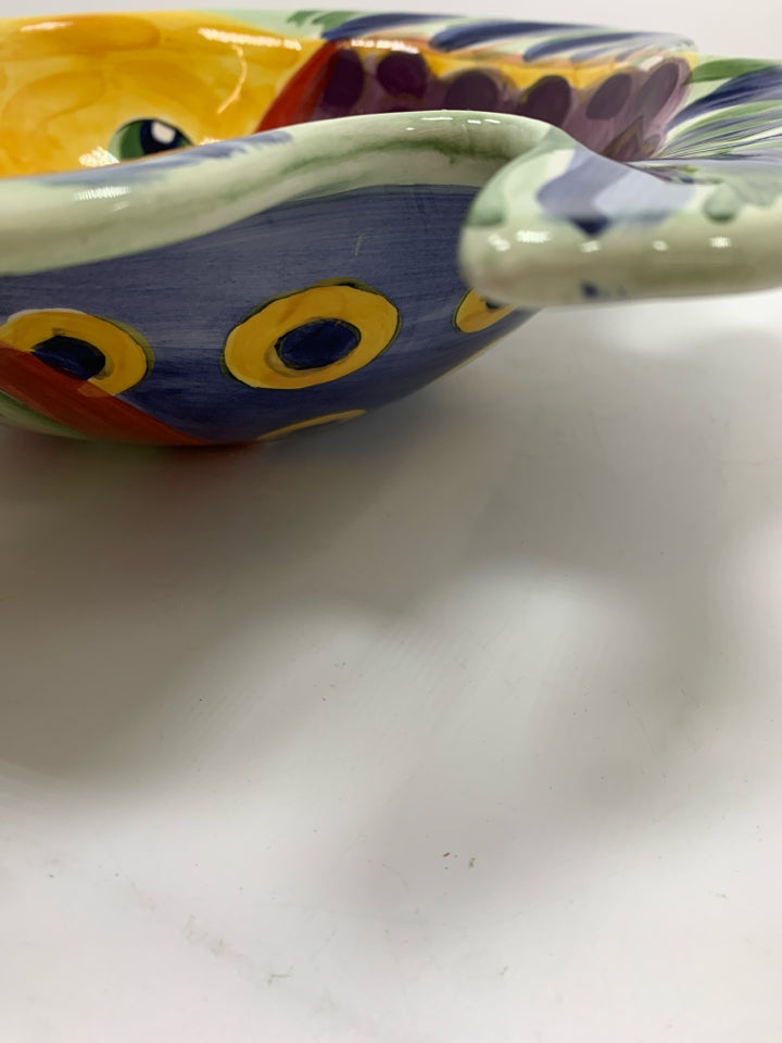 FISH PAINTED CENTERPIECE BOWL.