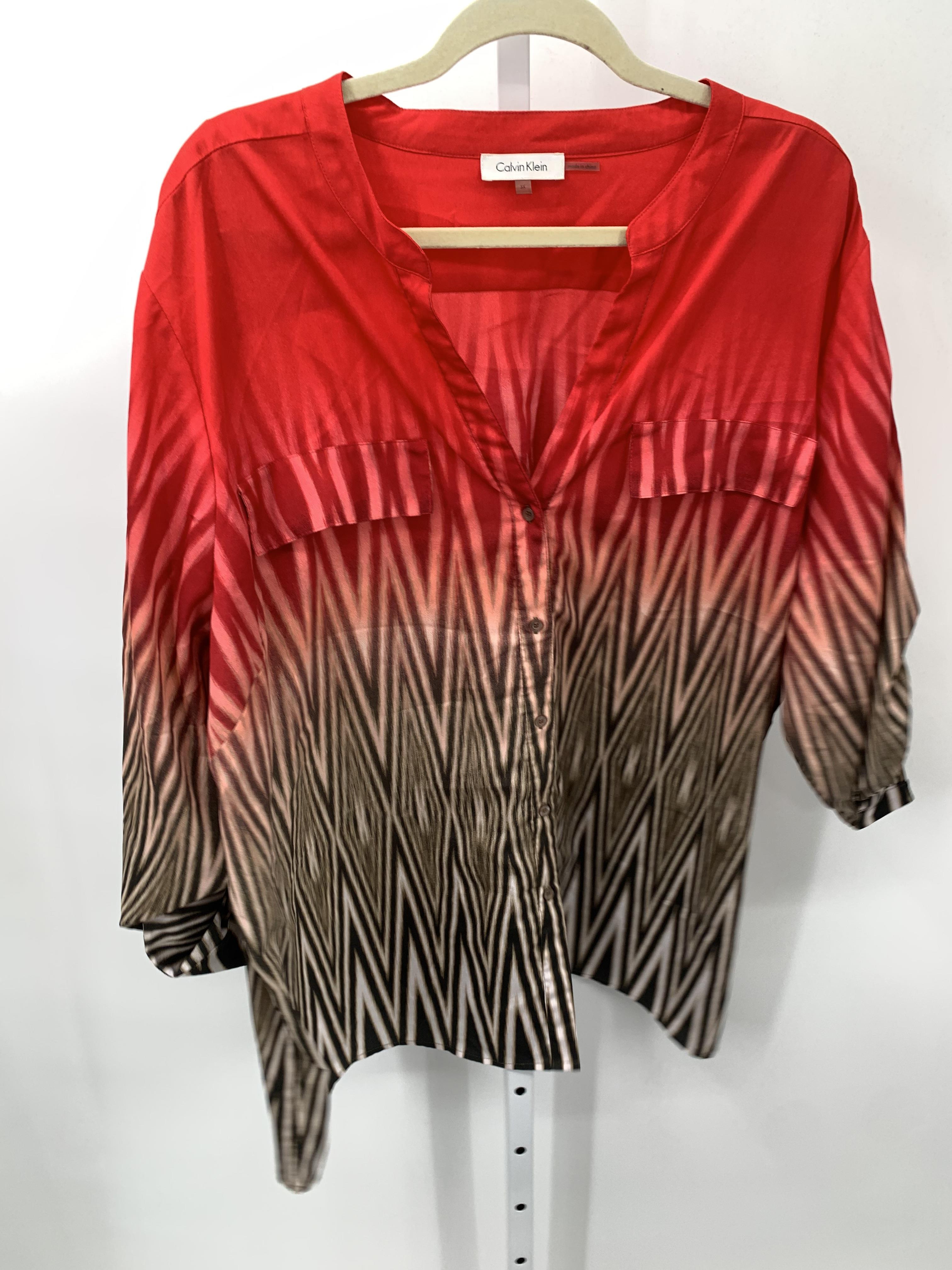 Calvin Klein Size 3X Womens 3/4 Sleeve Shirt