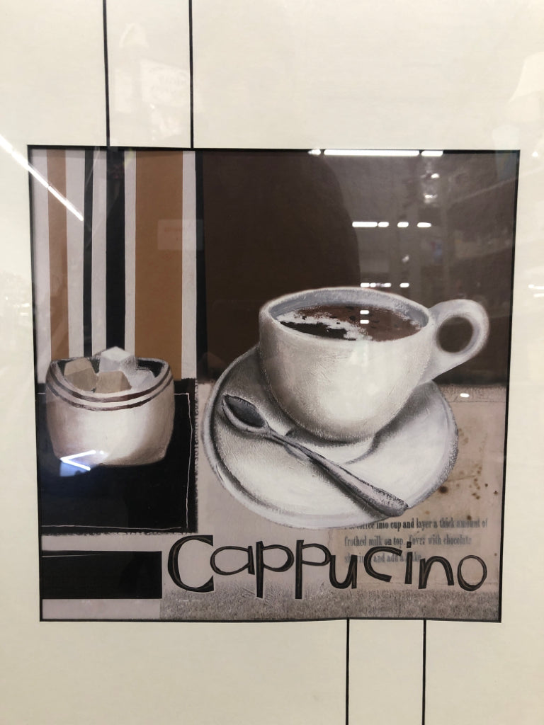 CAPPUCINO MUG IN BLACK FRAME WALL ART.