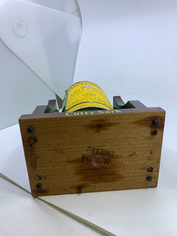VTG CUTTY SARK WHISKY DISPLAY BOTTLE W/WOODEN SWING CRADLE STAND.