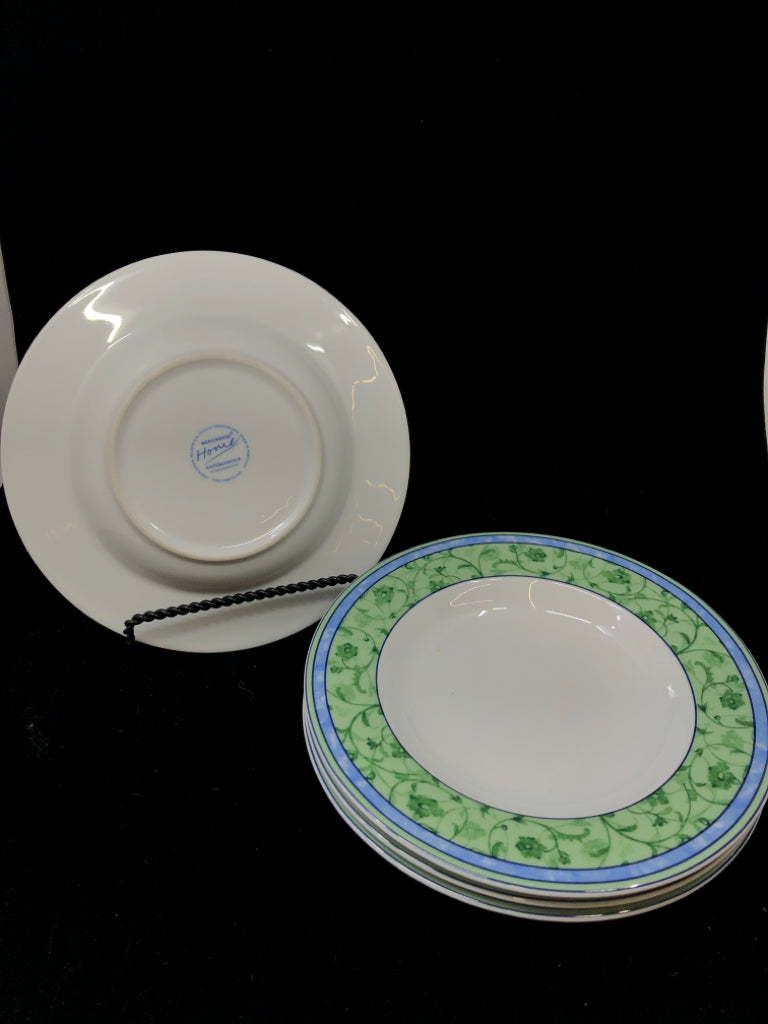 4 WEDGWOOD WATERCOLOUR RIM SOUP BOWL.