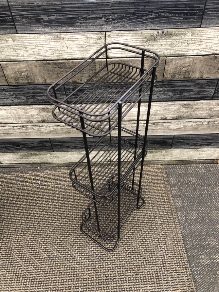 3-TIER SQUARE ORGANIZER W/DARK BROWN METAL.