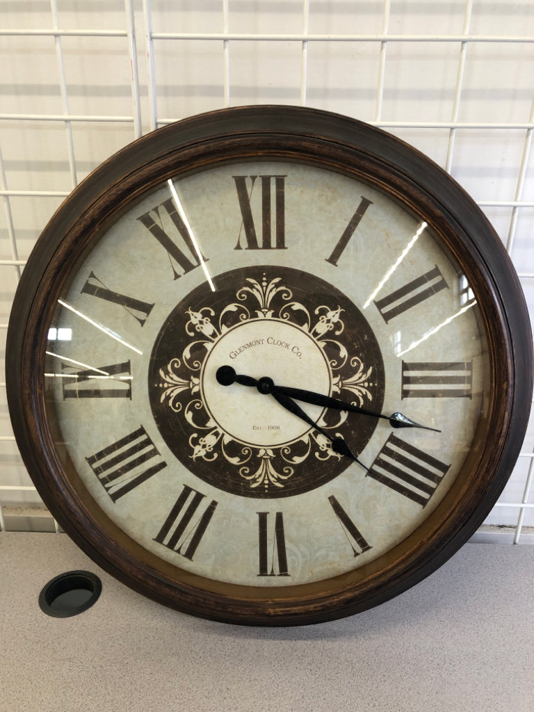 BRASS BRUSHED ROMAN NUMERAL CLOCK GLENMONT CLOCK CO.