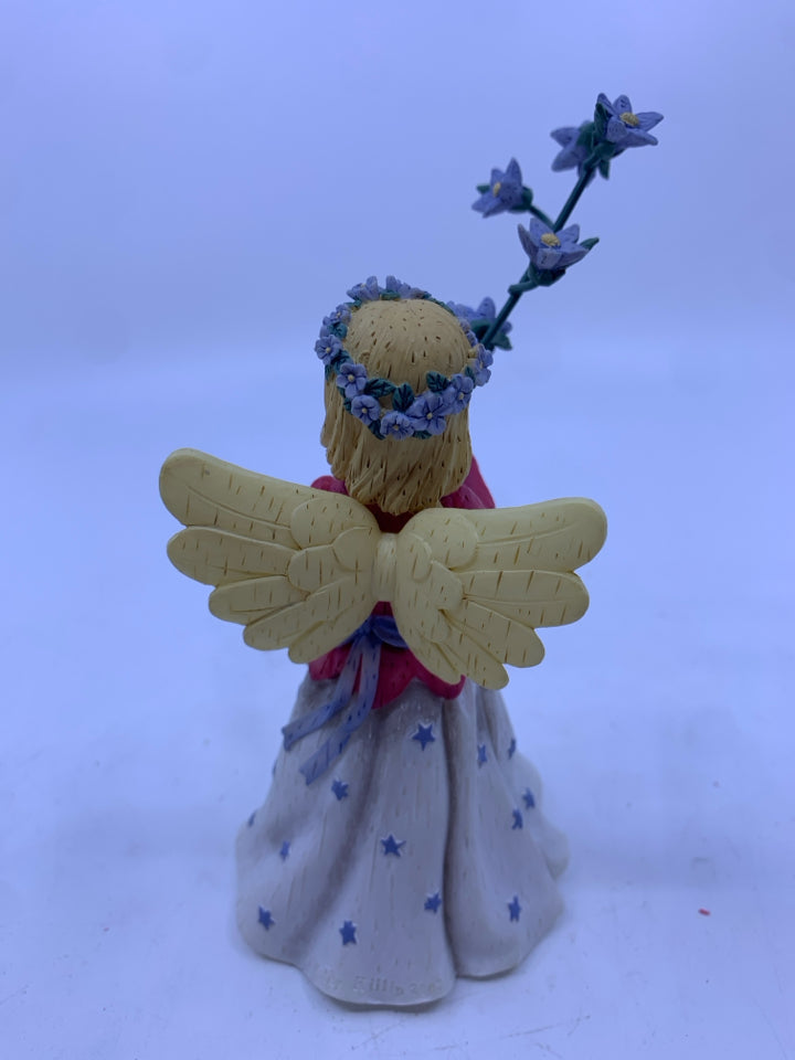 WILDFLOWER ANGELS GIRL W FLOWER CROWN- LARKSPUR JULY.