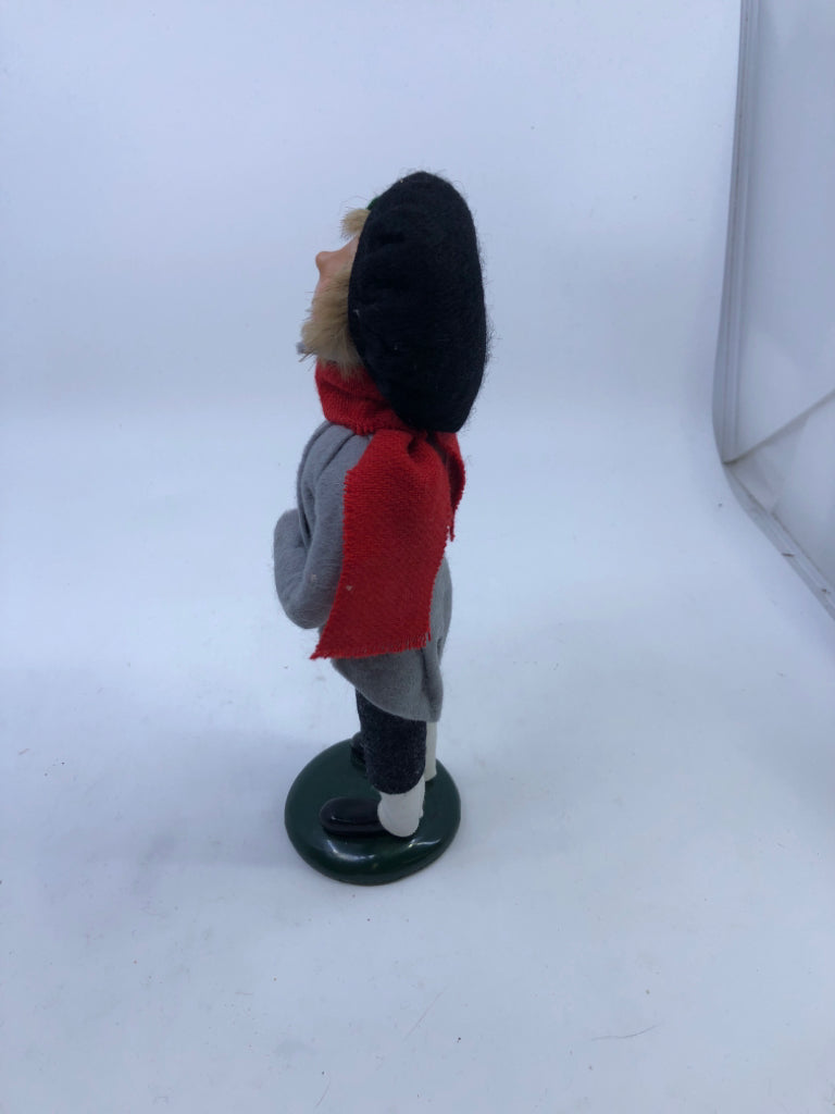 BYERS' CHOICE BOY W RED SCARF CAROLER-1992.