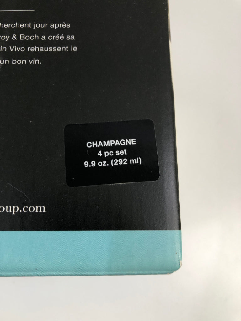 4PC VIVO CHAMPAGNE GLASSES IN BOX.