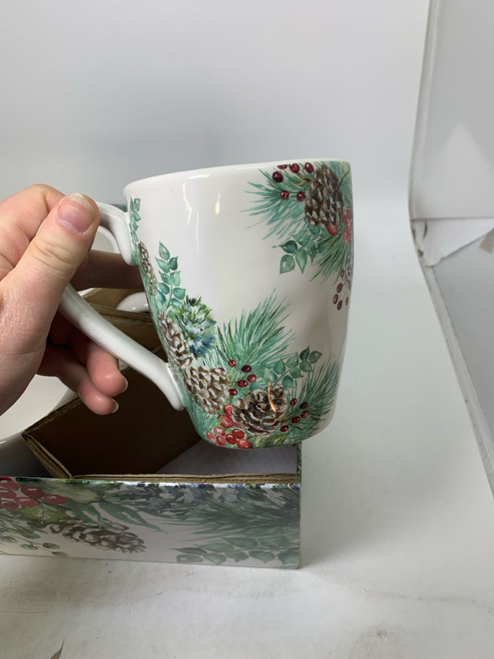 NIB WINTER WONDERLAND PATTERN MUGS.