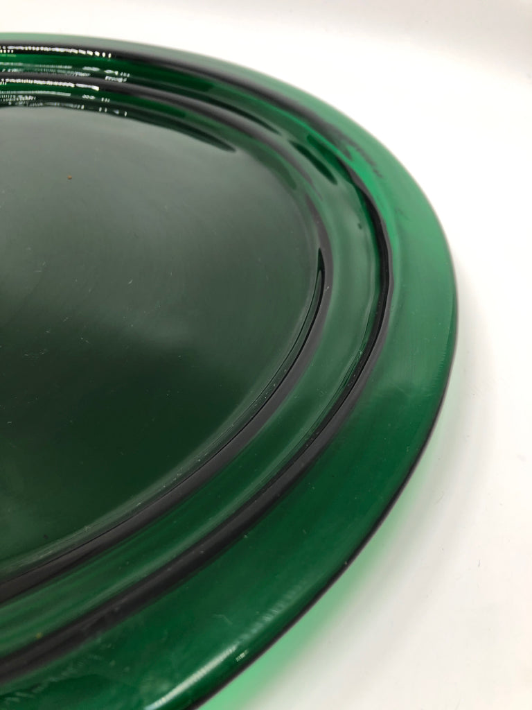 GREEN GLASS SERVING PLATTER.