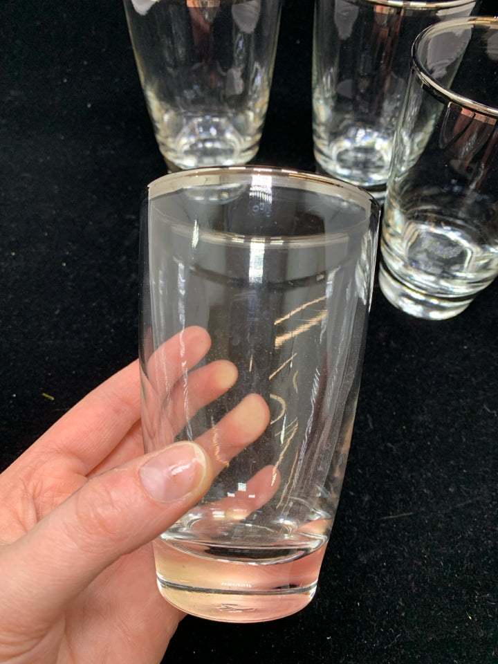 4PC VTG TUMBLERS W/SILVER RIM.