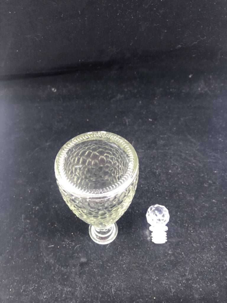 GLASS TEXTURED EMPTY BOTTLE W STOPPER.