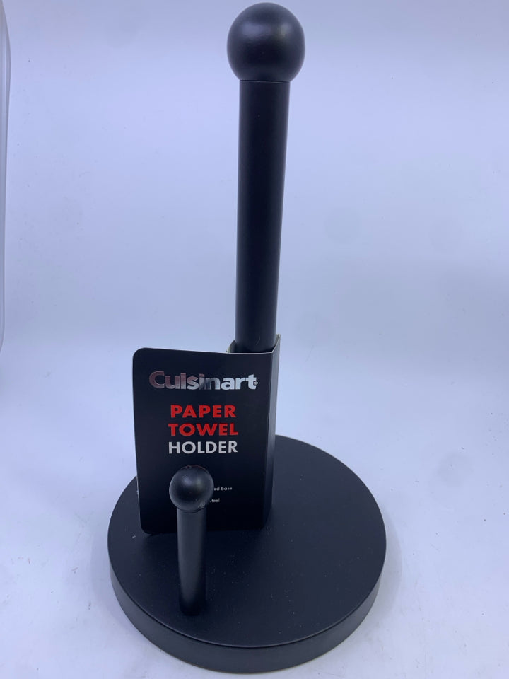 NIP MATTE BLACK METAL CUISINART PAPER TOWEL HOLDER.