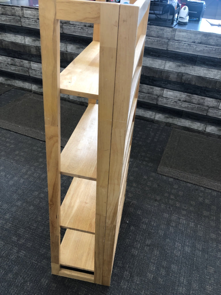 4-TIER LIGHT WOOD FOLDING SHELF.